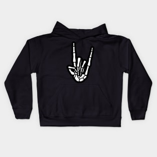 Skeleton Hand Rock Horns Hand Sign Kids Hoodie